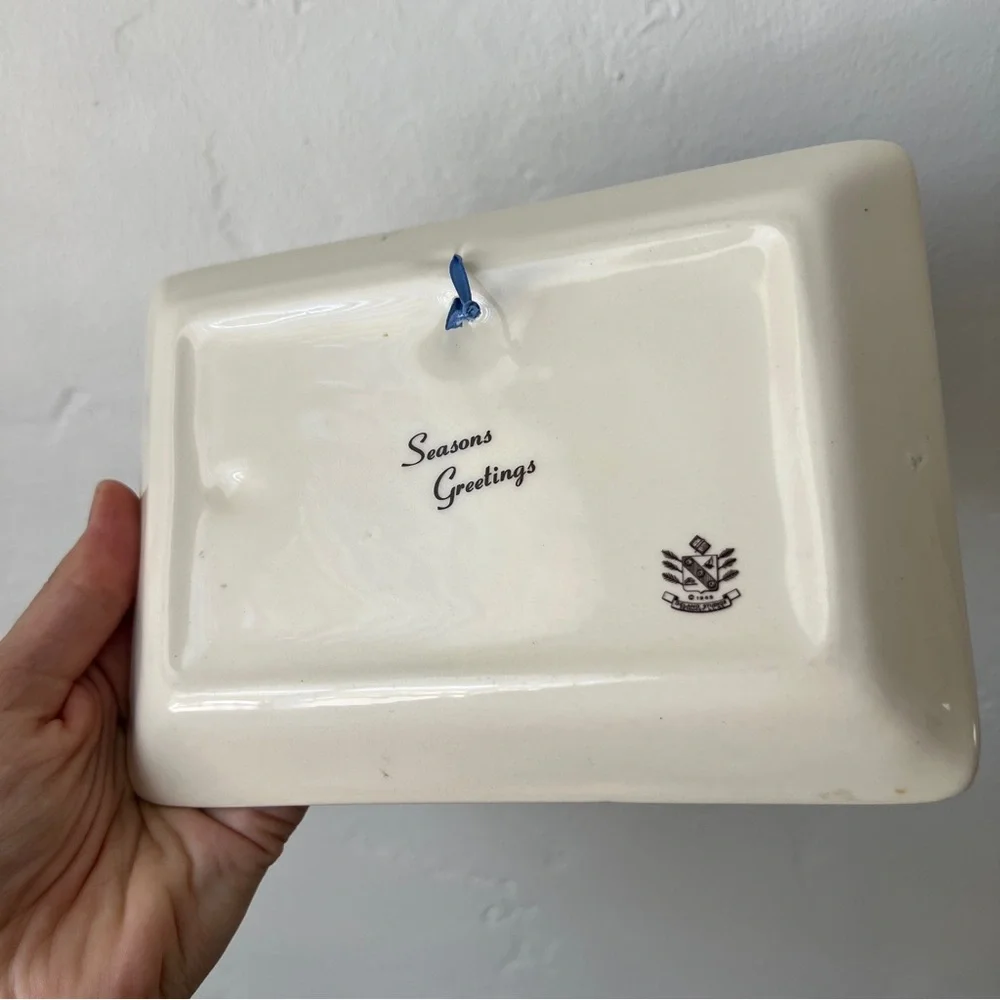 Vintage MCM Sailboat trinket dish decorative plate gilded Delano Studios 1965